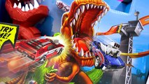 T Rex Dinosaur Take Down Hot Wheels Cars Track Playset   Jurassic World Matchbox Toy Unbox