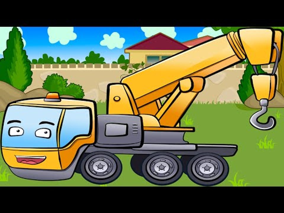 ✔ Car Cartoon - Construction Vehicles For Children - Crane at construction site. Episode 5
