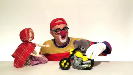 TOY CARS CLOWN Learn ENGLISH MOTORCYCLE Parts with Masha and the Bear (Маша и Медведь)
