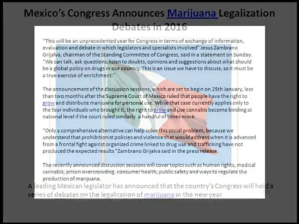 Mexico’s Congress Announces Marijuana Legalization Debates in 2016