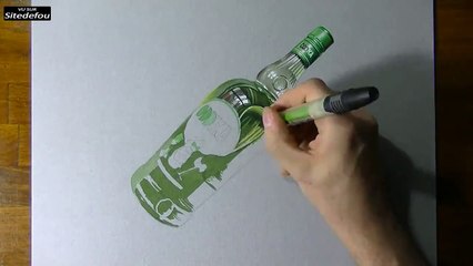 Dessin impressionnant d'une bouteille de vodka