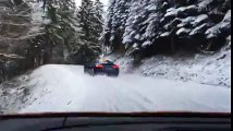 Audi R8 drifting up a snowy mountain road - vidme