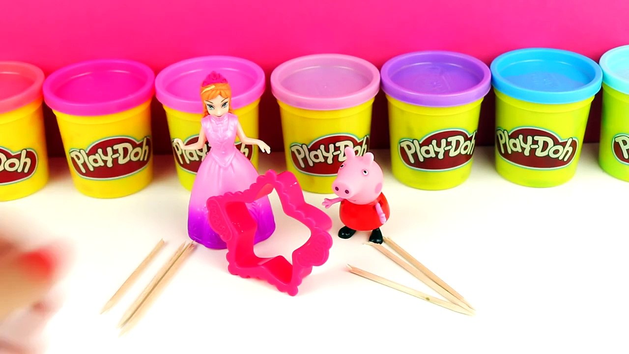 Peppa Pig Playdough lollipops stars how to make play doh frozen lolly Anna
