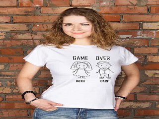 Популярный подарок на все случаи жизни - Футболка женская с вашим текстом Game Over в г. Волгоград