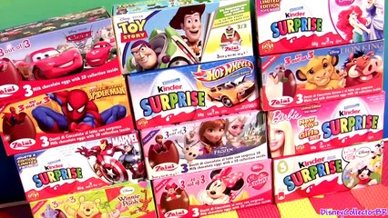 36 Zaini Kinder Surprise Easter Eggs! Frozen Cars2 Disney Princess Spiderman Mickey Barbie