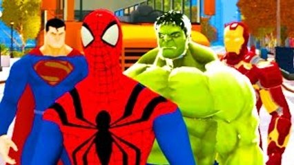 SUPERHEROES : Spiderman & Hulk with Iron Man & Superman Nursery Rhymes Songs for Children