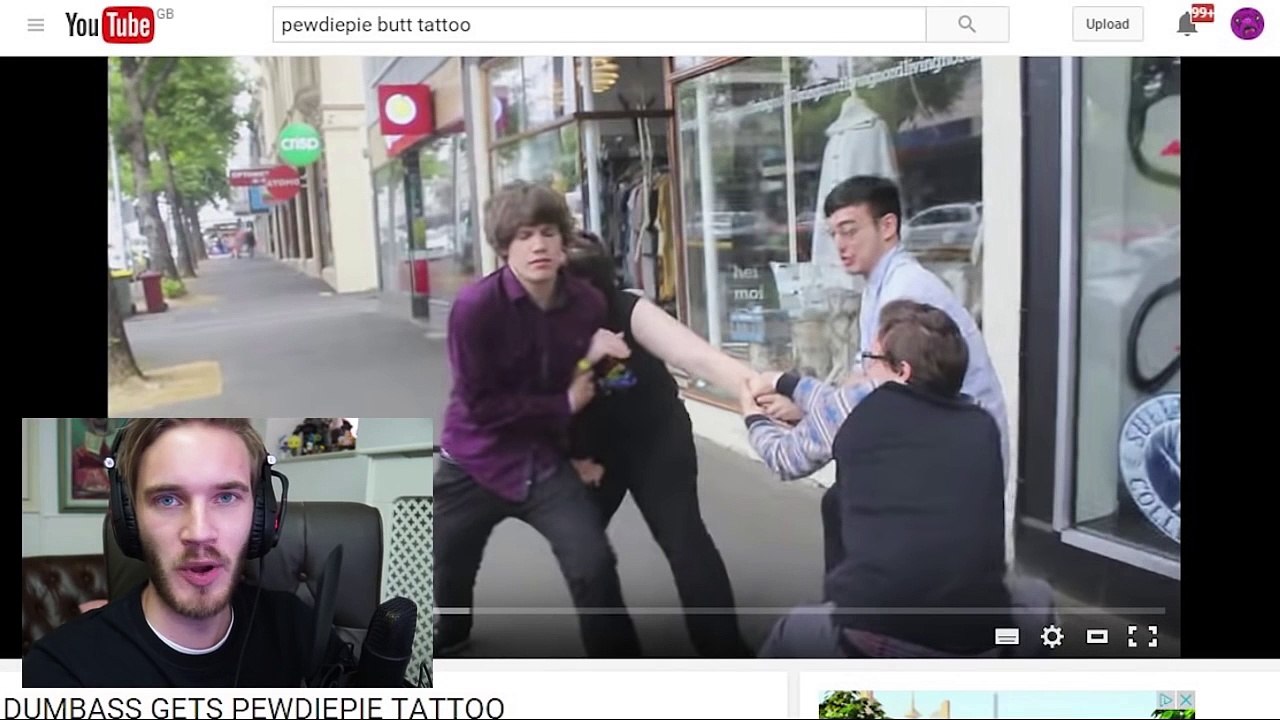 PEWDIEPIE BUTT TATTOO REACTION