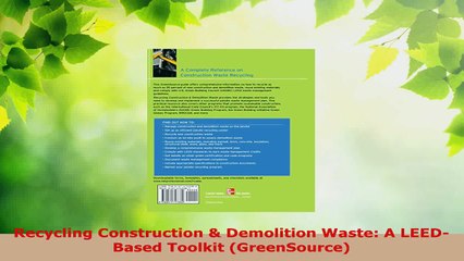 Télécharger la video: Read  Recycling Construction  Demolition Waste A LEEDBased Toolkit GreenSource Ebook Free