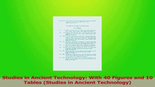 Read  Studies in Ancient Technology With 40 Figures and 10 Tables Studies in Ancient Ebook Free