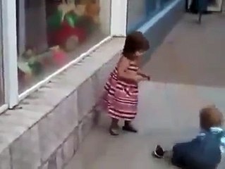 little two child doing fun together