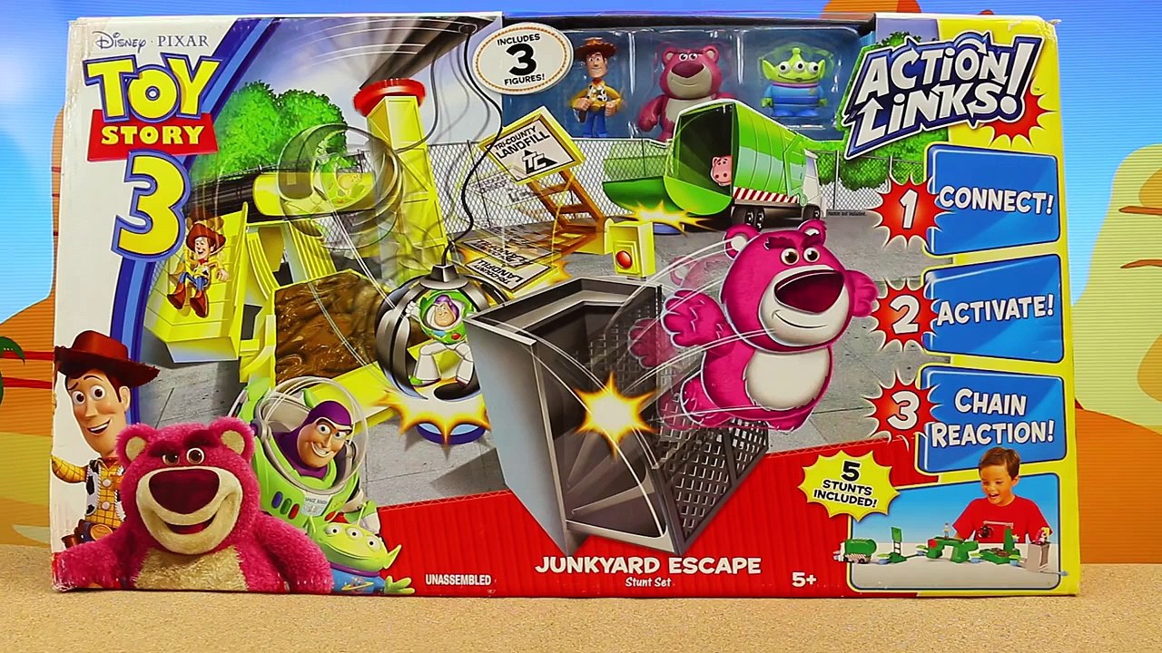 Toy Story Action Links Junkyard Escape Toy Review Superheroes Spiderman and Superman Ride Play Set