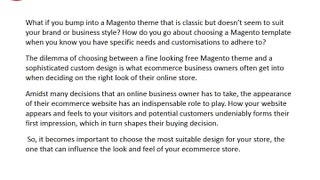 Free Magento Theme or Custom Magento Web Design What Is It that Your Business Needs