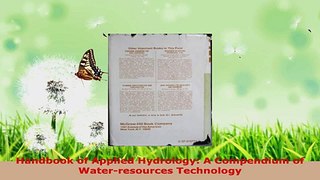 PDF Download  Handbook of Applied Hydrology A Compendium of Waterresources Technology PDF Online