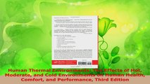 Download  Human Thermal Environments The Effects of Hot Moderate and Cold Environments on Human PDF Free