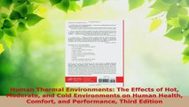 Read  Human Thermal Environments The Effects of Hot Moderate and Cold Environments on Human Ebook Online