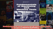 Fundamentals of Metal Machining and Machine Tools Third Edition CRC Mechanical