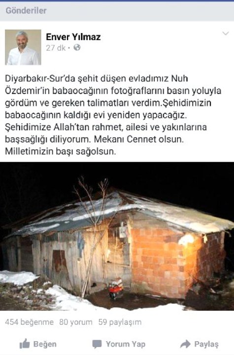Ordu Belediyesi, Şehidin Baba Evini Yeniden Yapacak