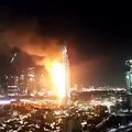 Fire at The Address hotel, Downtown Dubai infront of Burj Khalifa