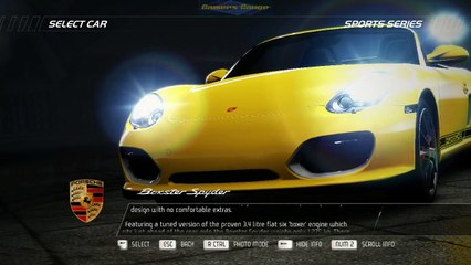 NFS11 - start-up, first run free roam, Porsche Boxter Spyder