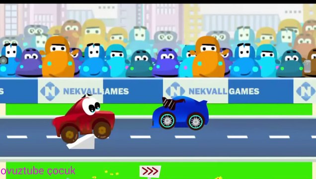 araba oyunu,araba oyunu çizgi filminde kırmızı araba ve diğer arabalar,220