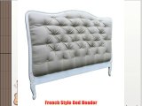 French Style Shabby Chic Upholstered Headboard King Size in white distressed finish. Upholstery