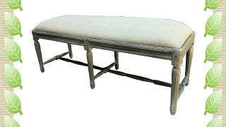 Long Size French Shabby Chic Style hand carved Bed End Bench Ash finish. Upholstery in Natural