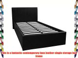 bedsandbeds limited Black 3ft Ottoman Single Storage Bed Faux Leather