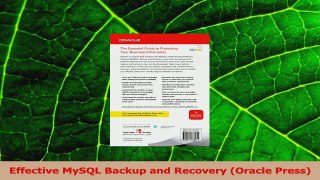 PDF Download  Effective MySQL Backup and Recovery Oracle Press Read Full Ebook