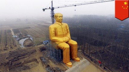 Unnecessary three million yuan giant gold-painted Chairman Mao statue towers over Henan