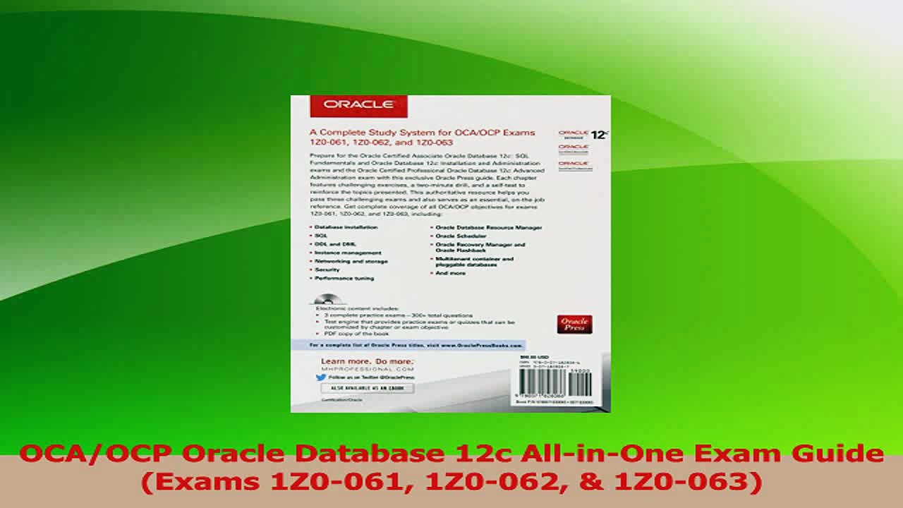 PDF Download  OCAOCP Oracle Database 12c AllinOne Exam Guide Exams 1Z0061 1Z0062  1Z0063 PDF Full Ebook