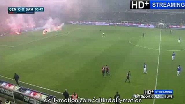 Sampdoria fans set off fireworks and flares in the pitch - Genoa vs Sampdoria - Serie A - 05.01.2015