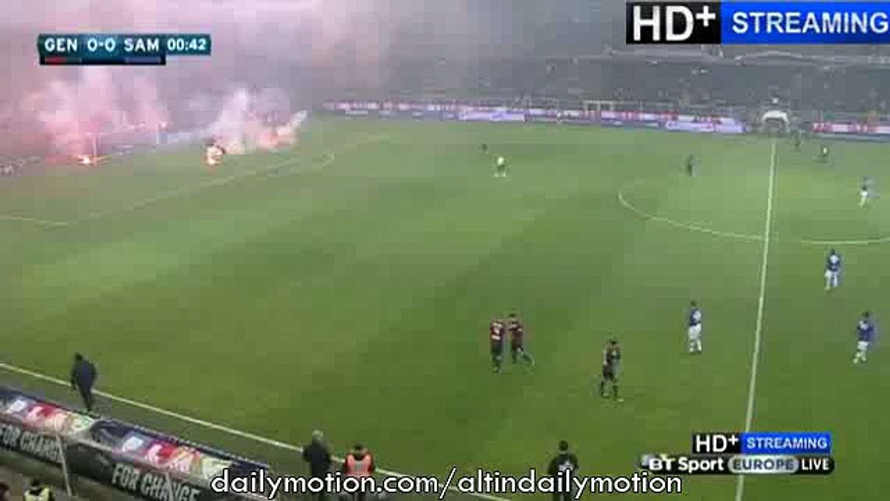 Sampdoria fans set off fireworks and flares in the pitch - Genoa vs Sampdoria - Serie A - 05.01.2015