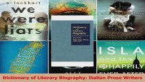 PDF Download  Dictionary of Literary Biography Italian Prose Writers PDF Online