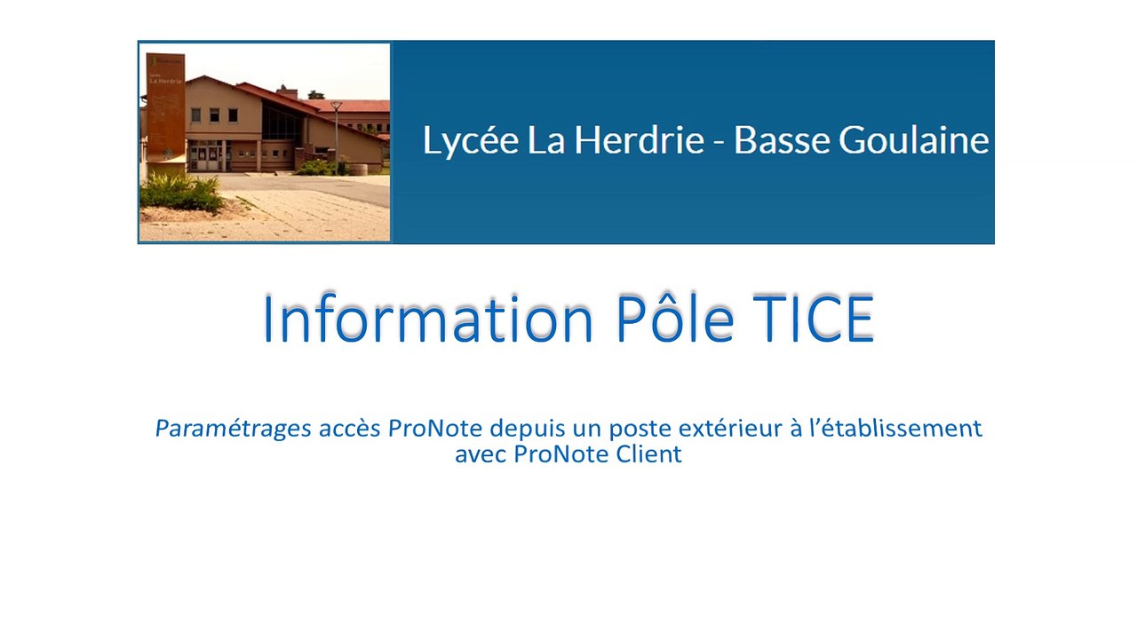 Information Pôle TICE