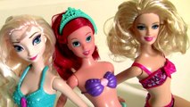 Barbie Makeover as Princess Ariel the Little Mermaid Bathtime Paint with Mermaid