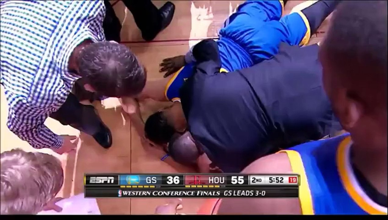 Stephen Curry's scary fall - head injury vs Rockets (Game 4)