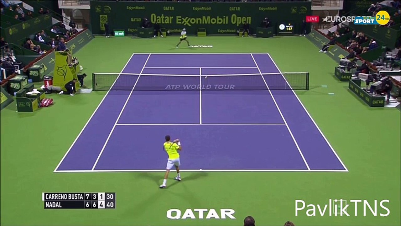 Rafael Nadal vs Pablo Carreño Busta AMAZING POINT DOHA 2016