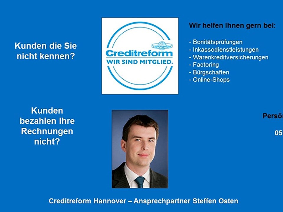 Bonitätsauskünfte und Inkasso in Bad Nenndorf - Empfehlung Creditreform Hannover von Steffen Osten