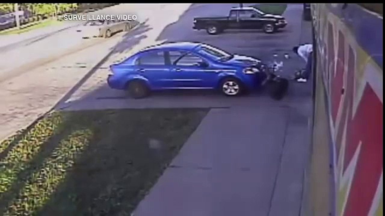 Accident-Woman-Hit-By-Motorcycle-On-The-Sidewalk