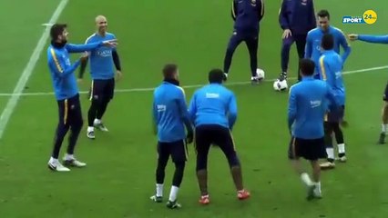 El espectacular rondo de tiki-taka en el último entrenamiento del Barcelona 2016