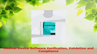 PDF Download  Medical Device Software Verification Validation and Compliance Download Full Ebook