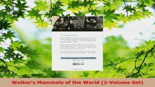 Read  Walkers Mammals of the World 2Volume Set PDF Free