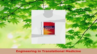 Read  Engineering in Translational Medicine PDF Free