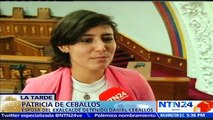 “La nueva Asamblea Nacional velará por la paz, justicia y todo lo que el régimen destruyó”: Patricia de Ceballos a NTN24