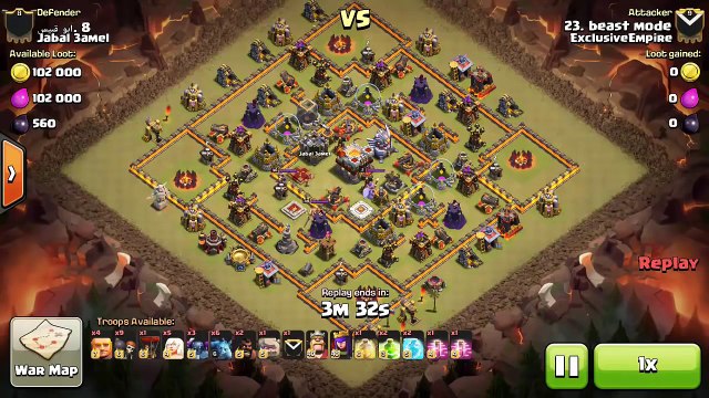 Clash of clans - 3 Star war attack strategy-TH 10 vs TH 11 max war base