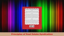 PDF Download  Principles of Real Estate Syndication Download Full Ebook