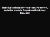 Statistics Laminate Reference Chart: Parameters Variables Intervals Proportions (Quickstudy: