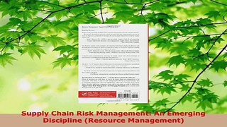 Read  Supply Chain Risk Management An Emerging Discipline Resource Management Ebook Free