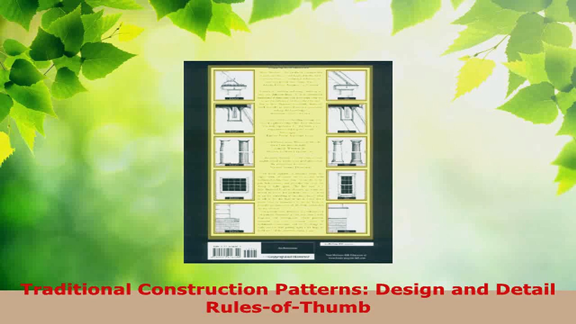 Download  Traditional Construction Patterns Design and Detail RulesofThumb PDF Free
