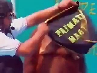 Magic show of man and monkey